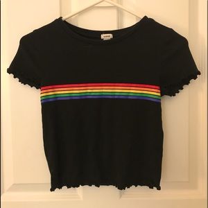 Girls garage cropped rainbow shirt